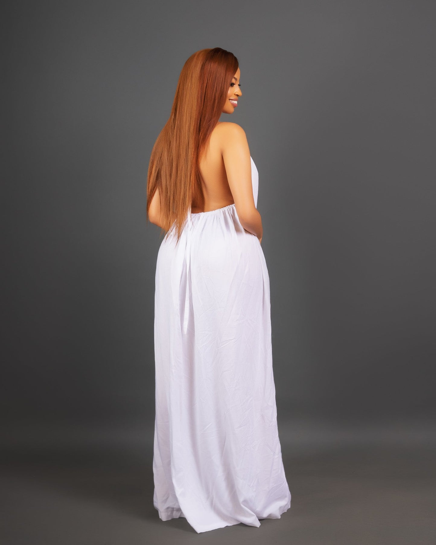 Zia Backless Maxi Dress - White