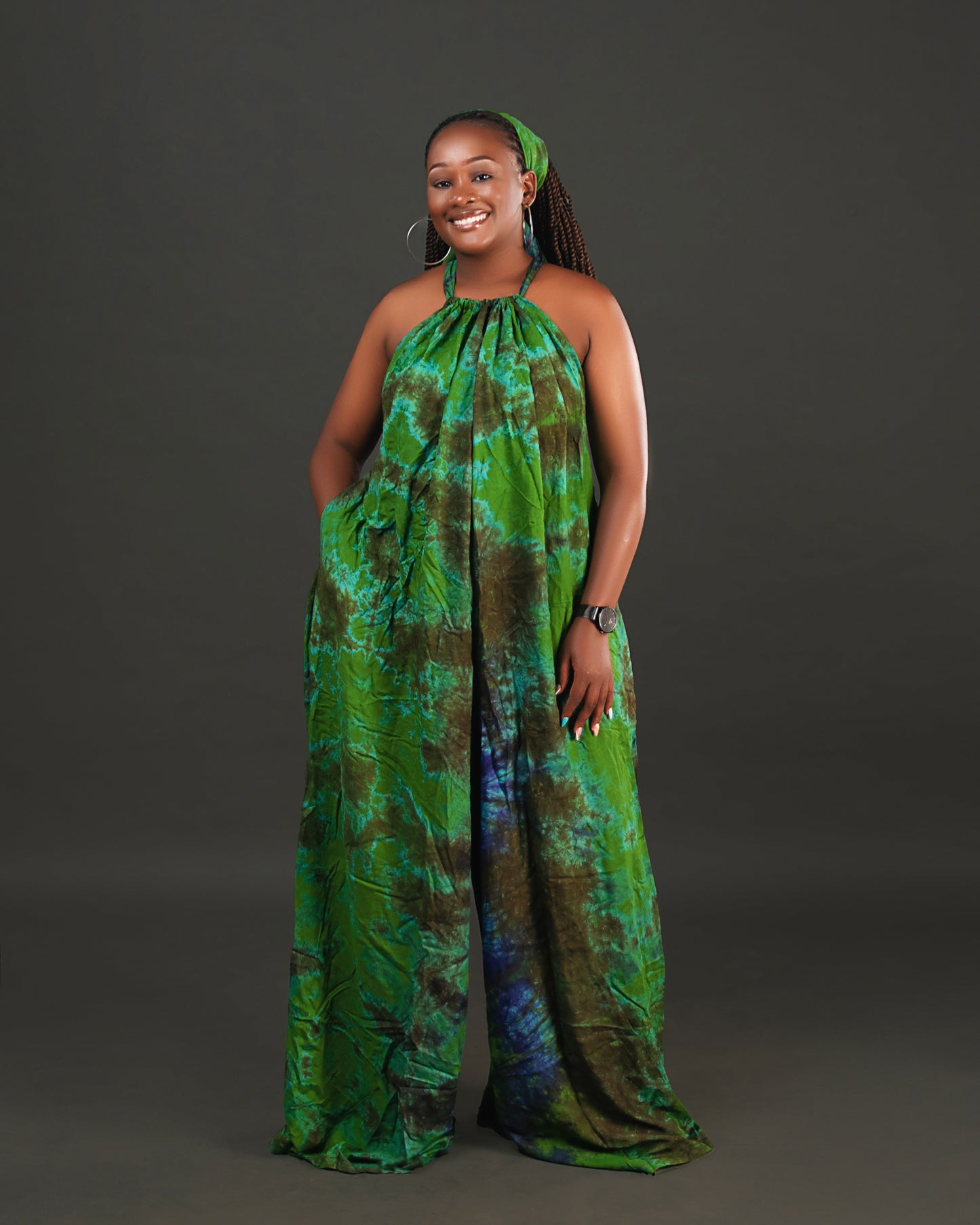 Wema Women's Tie-dye Backless Jumpsuit - Green