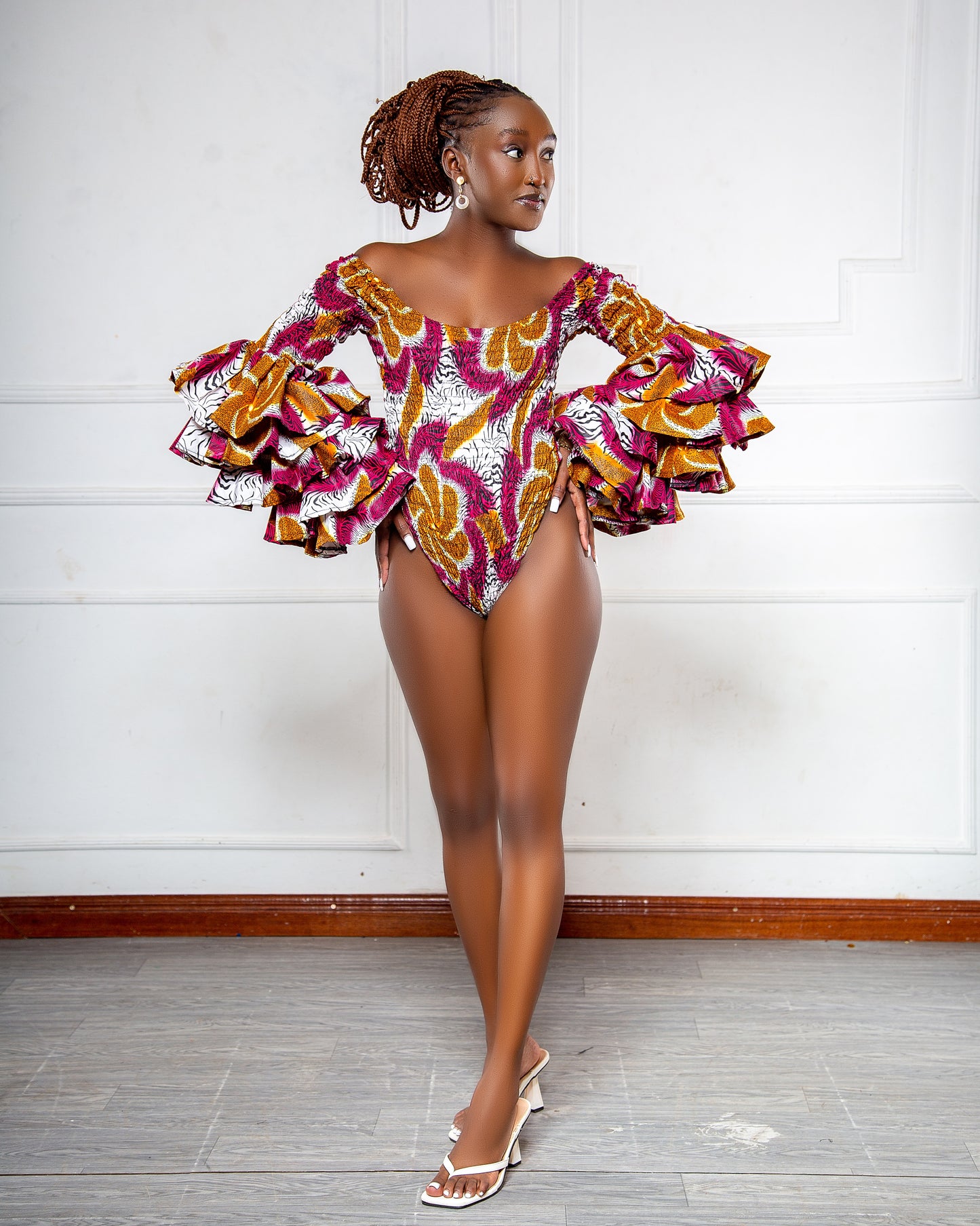 Koko Women's African Print Body Suit - Brown