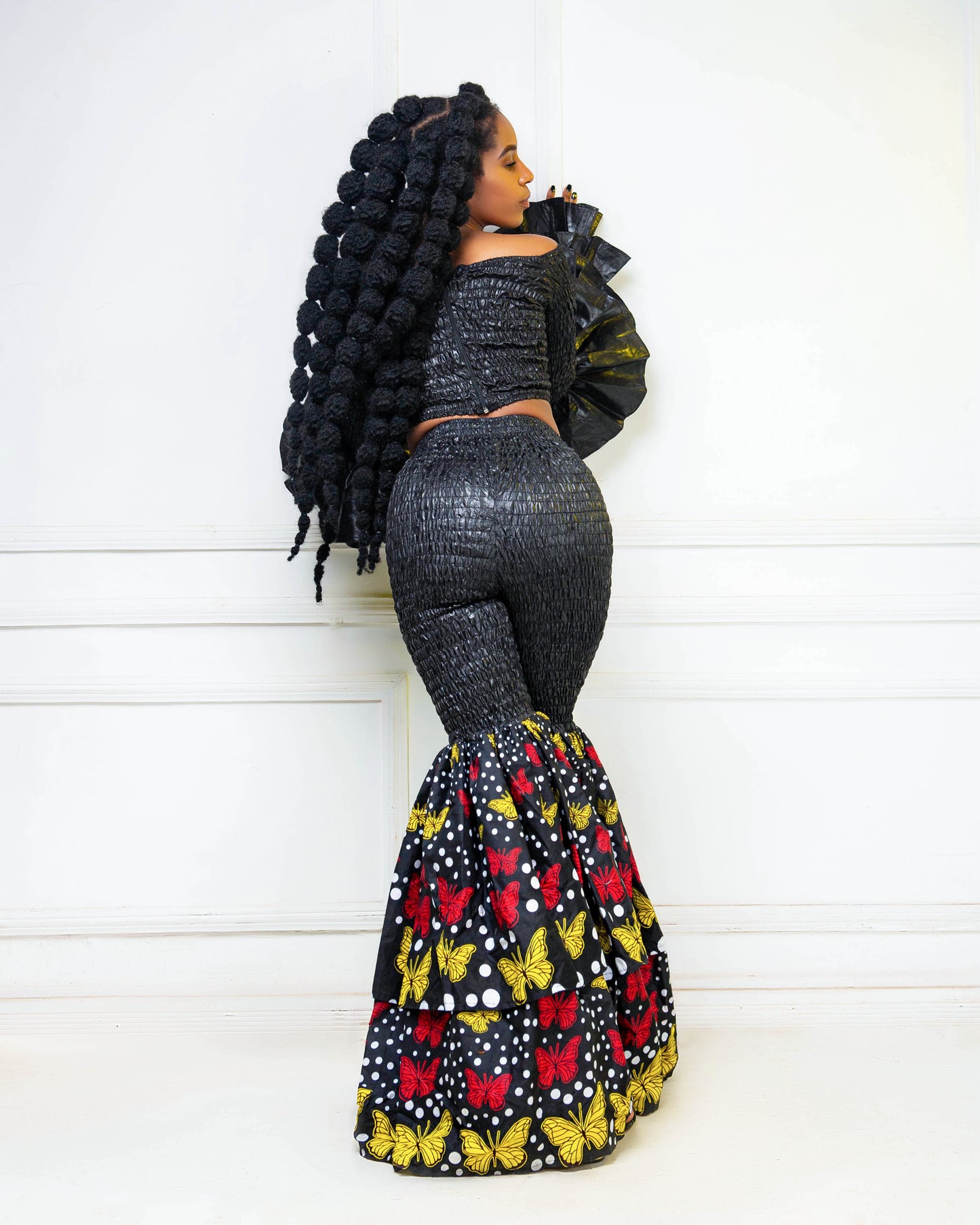 Kimi Ankara Bell Bottom Pant set - Black