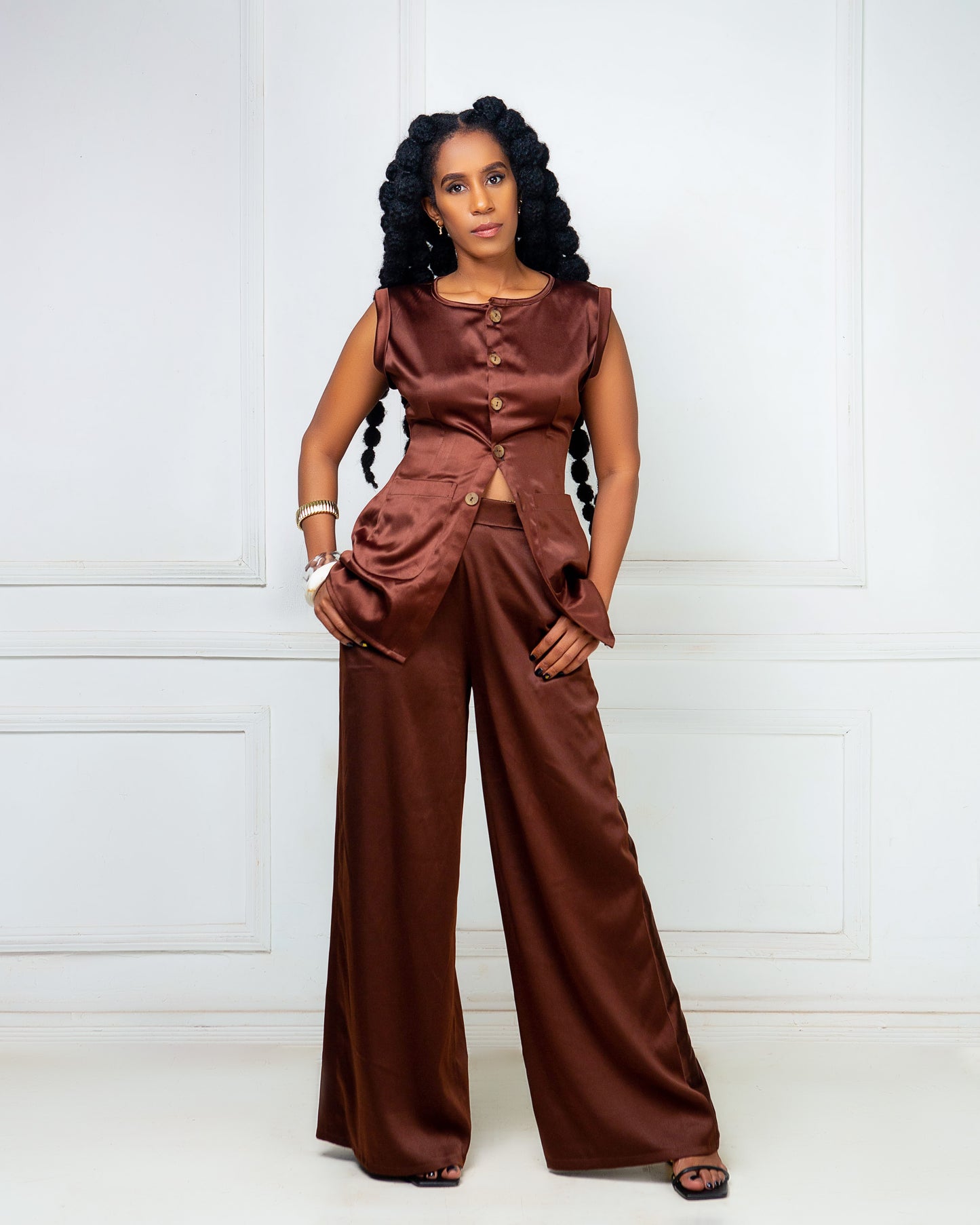 Cocoa Silk Two-Piece Set