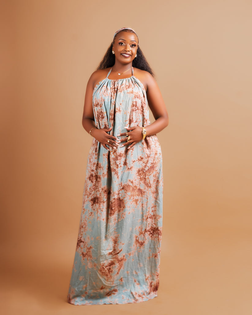 Zia Backless Maxi Dress - Gray