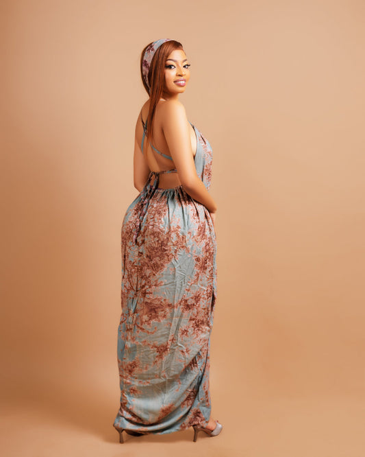 Zia Backless Maxi Dress - Gray