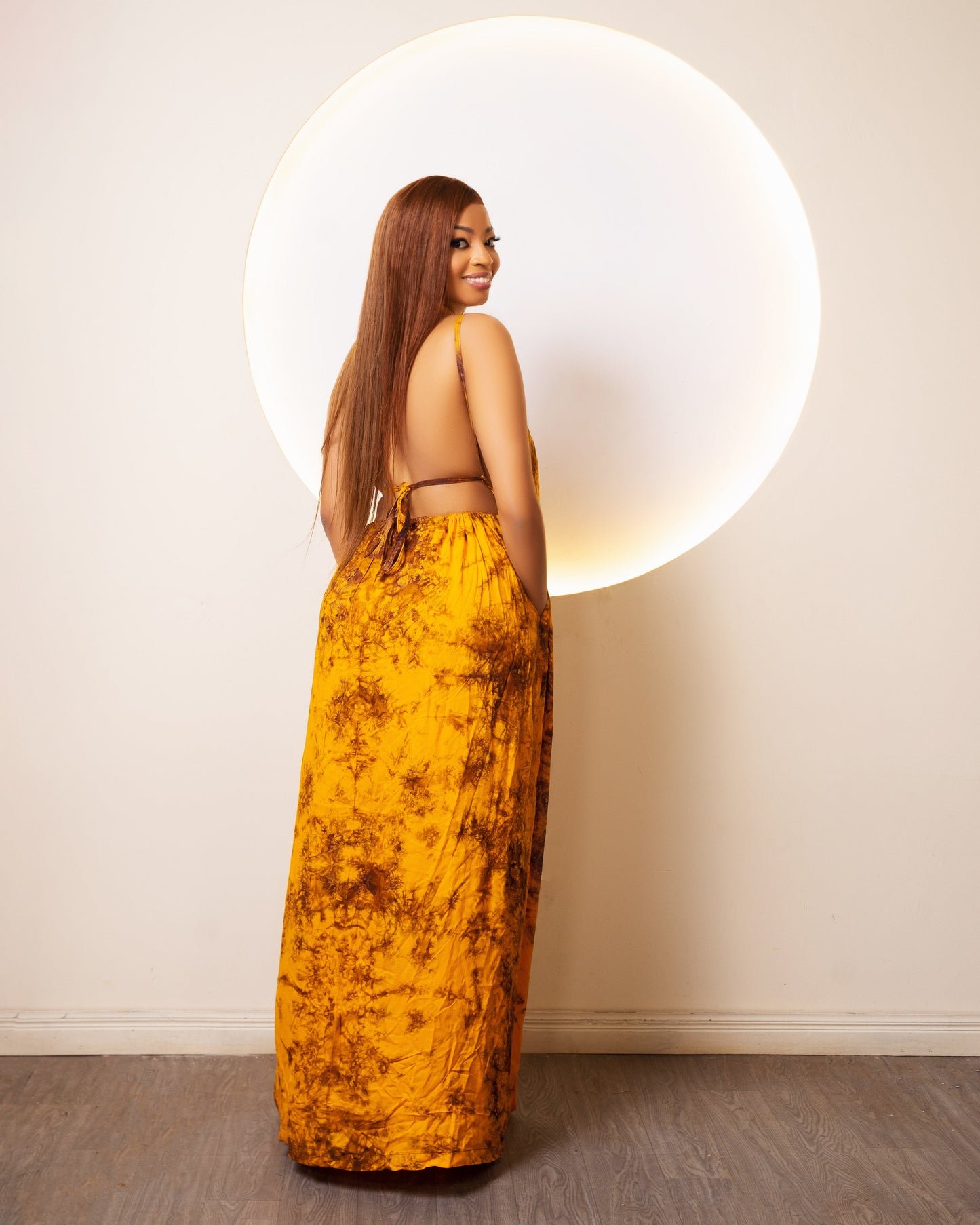 Zia Backless Maxi Dress -Yellow
