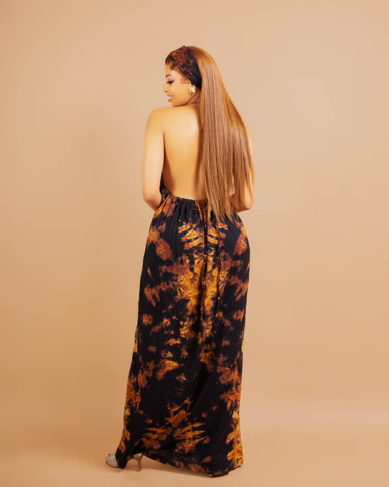 Zia Backless Maxi Dress - Yellow/Black