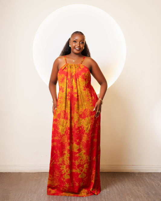 Zia Backless Maxi Dress - Orange