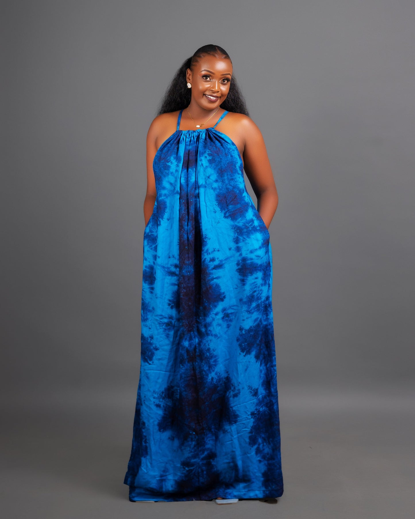 Zia Backless Maxi Dress - Blue