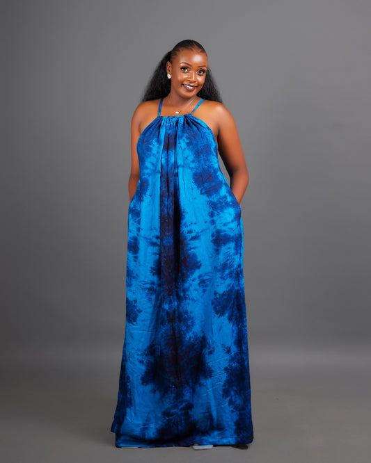Zia Backless Maxi Dress - Blue