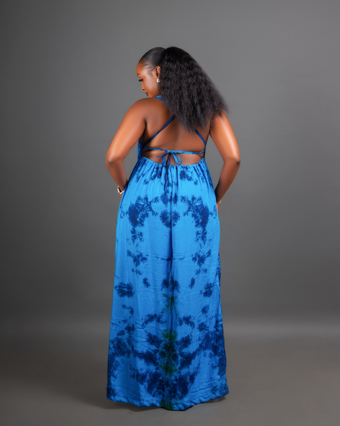 Zia Backless Maxi Dress - Blue