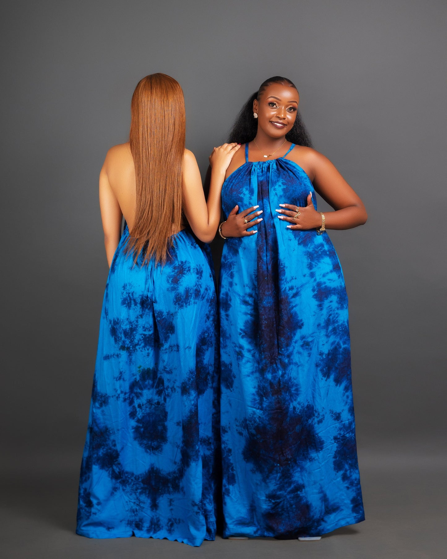 Zia Backless Maxi Dress - Blue