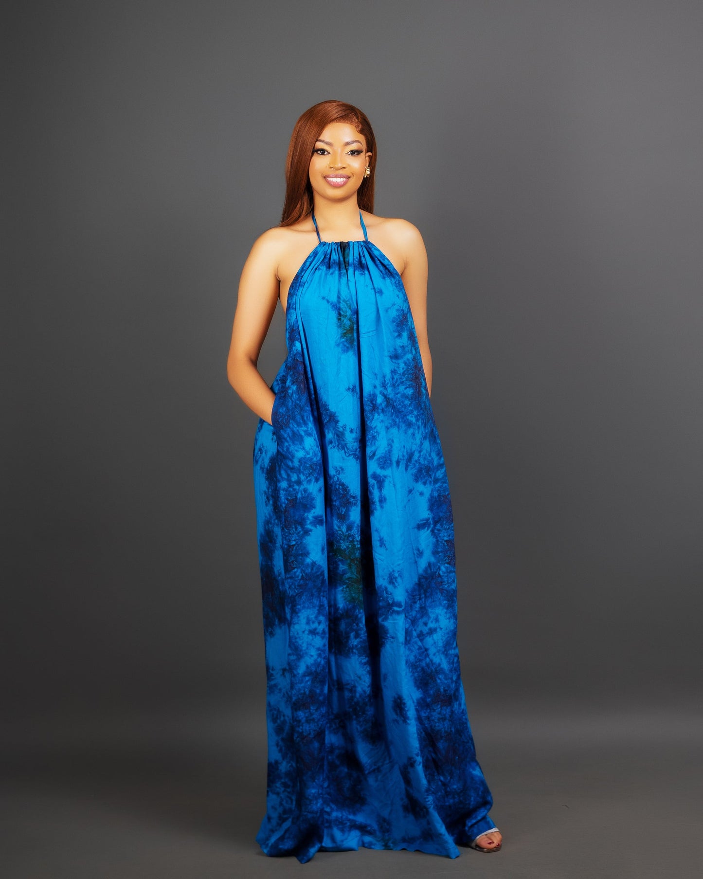 Zia Backless Maxi Dress - Blue