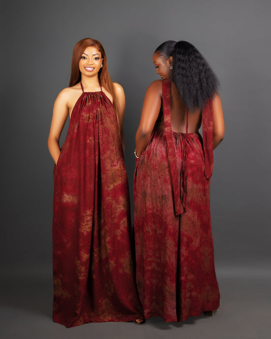 Zia Backless Maxi Dress - Red