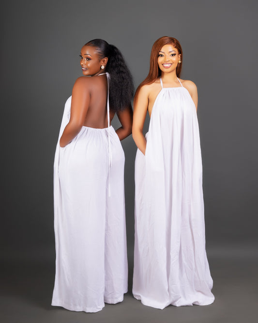 Zia Backless Maxi Dress - White