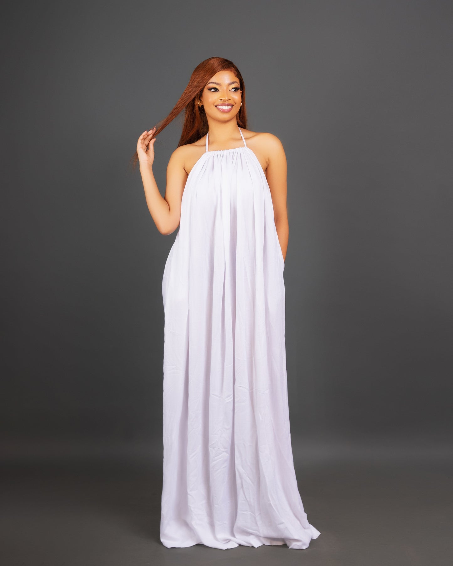 Zia Backless Maxi Dress - White