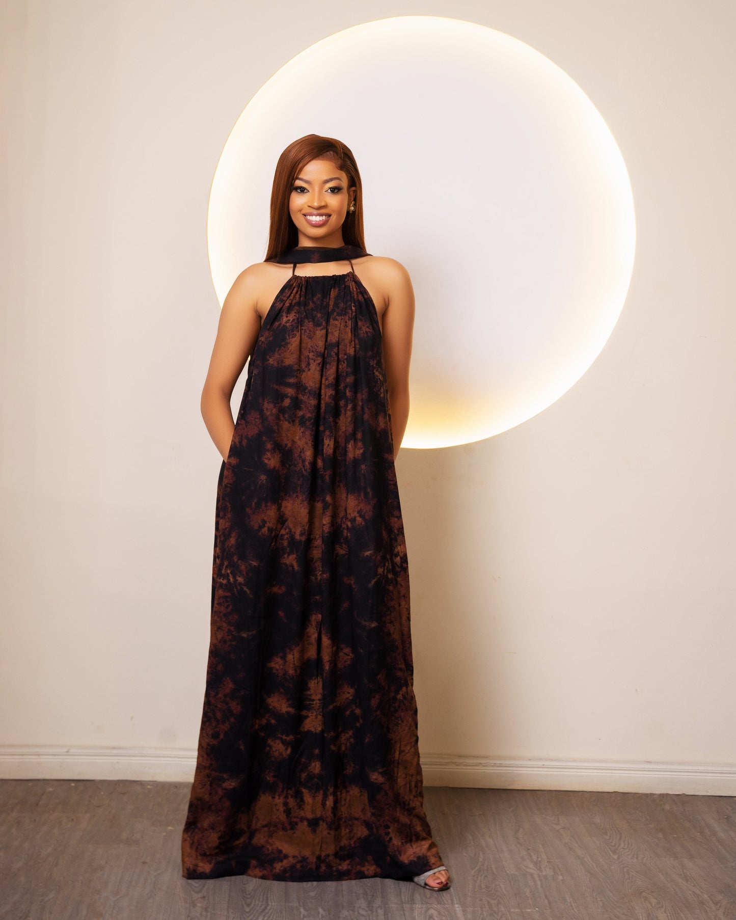 Zia Backless Maxi Dress - Brown