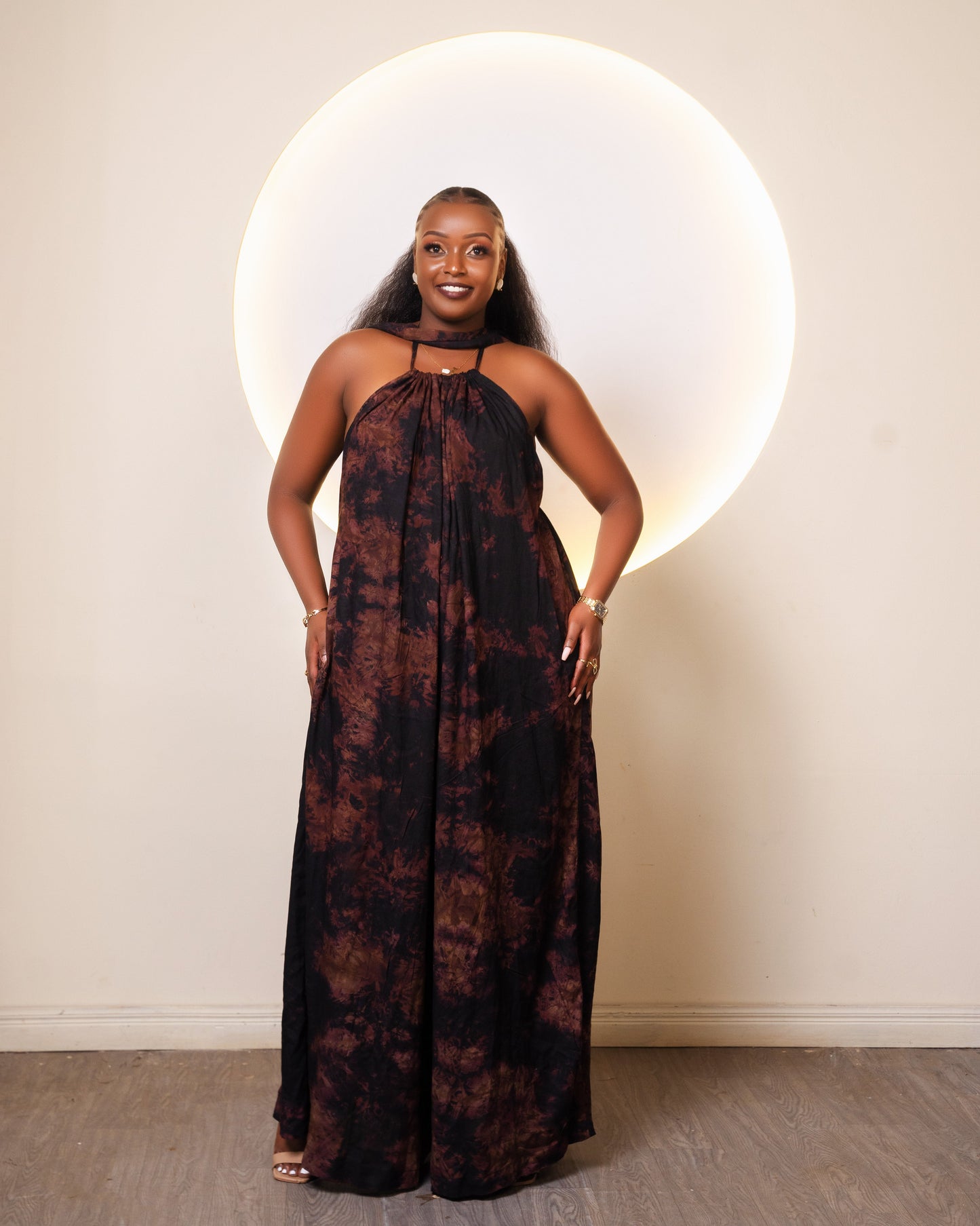 Zia Backless Maxi Dress - Brown