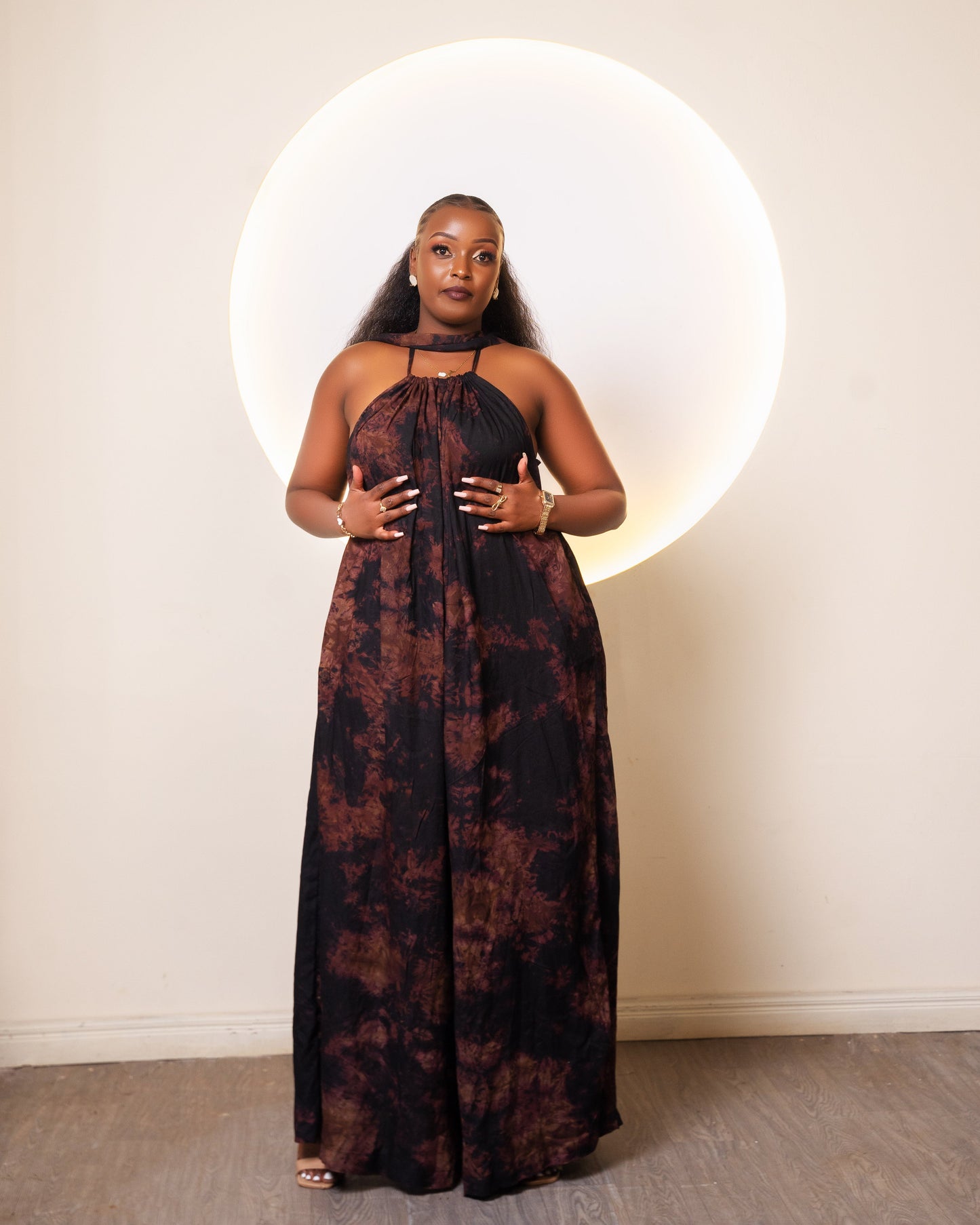 Zia Backless Maxi Dress - Brown