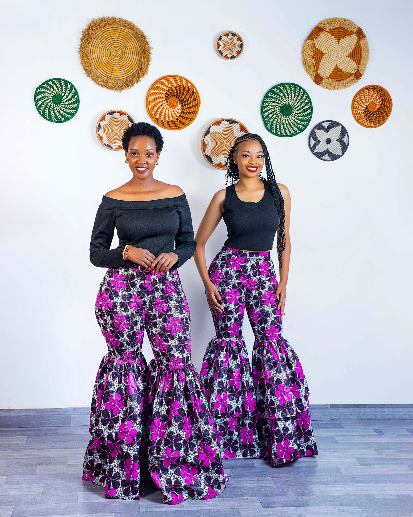 Kimi African Print Bell Bottom Pants  - Pink