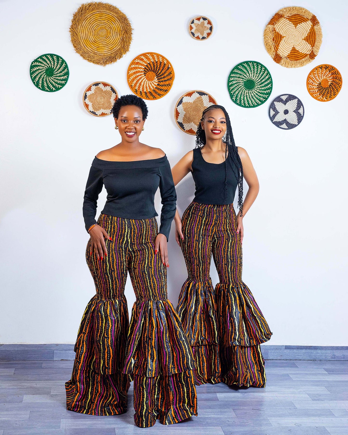 Kimi African Print Bell Bottom Pants  - Orange