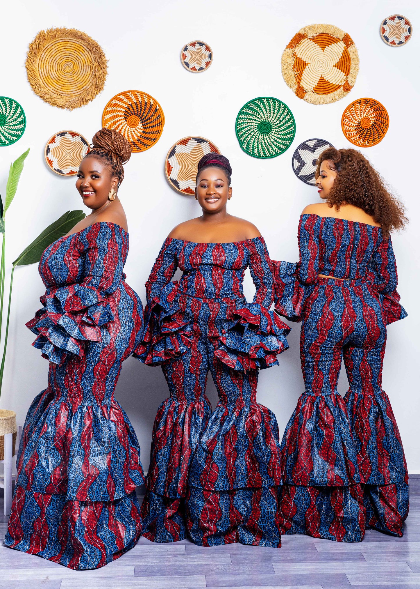 Kimi Ankara Bell Bottom Pant set - Navy Blue