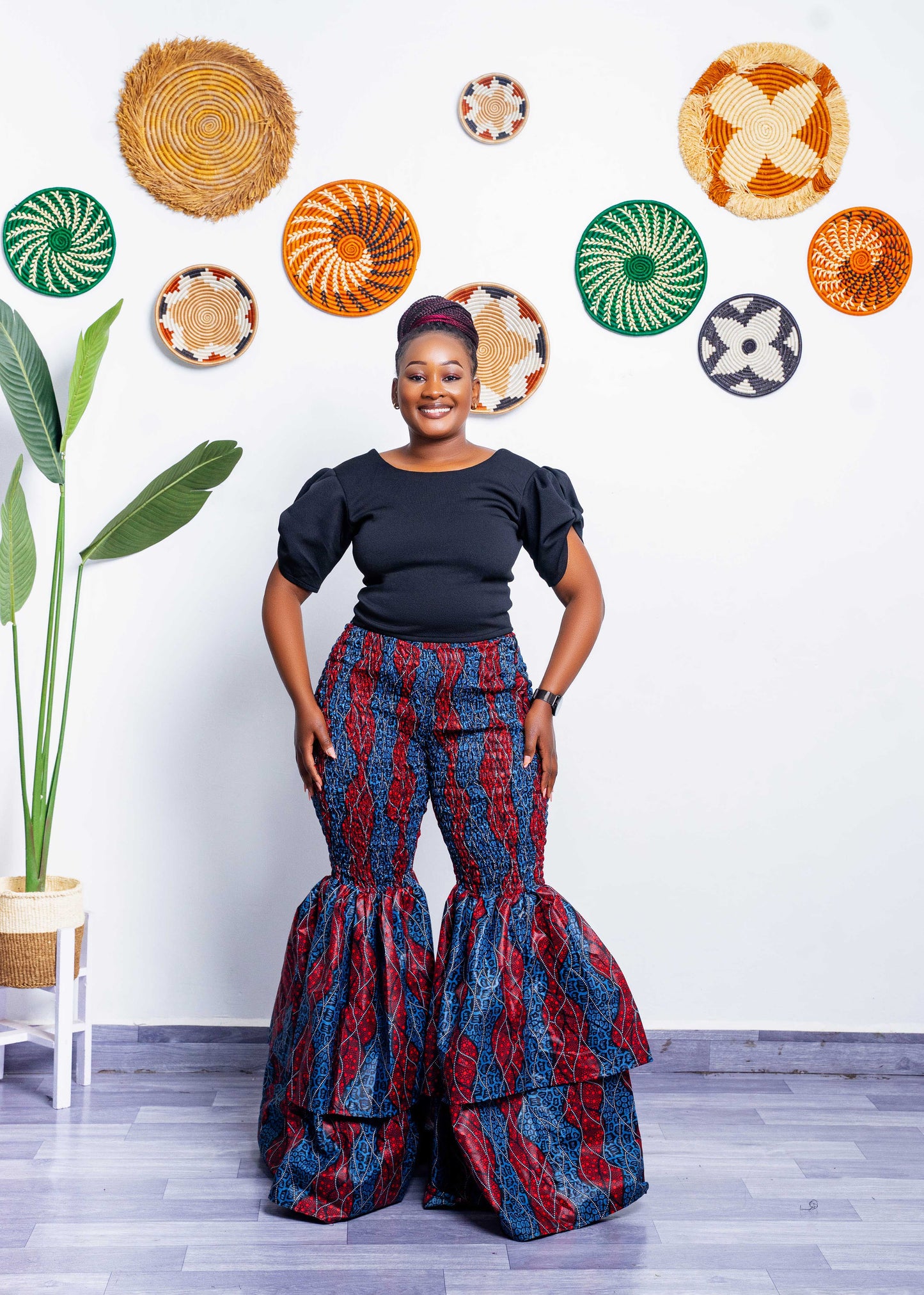 Kimi Ankara Bell Bottom Pant set - Navy Blue