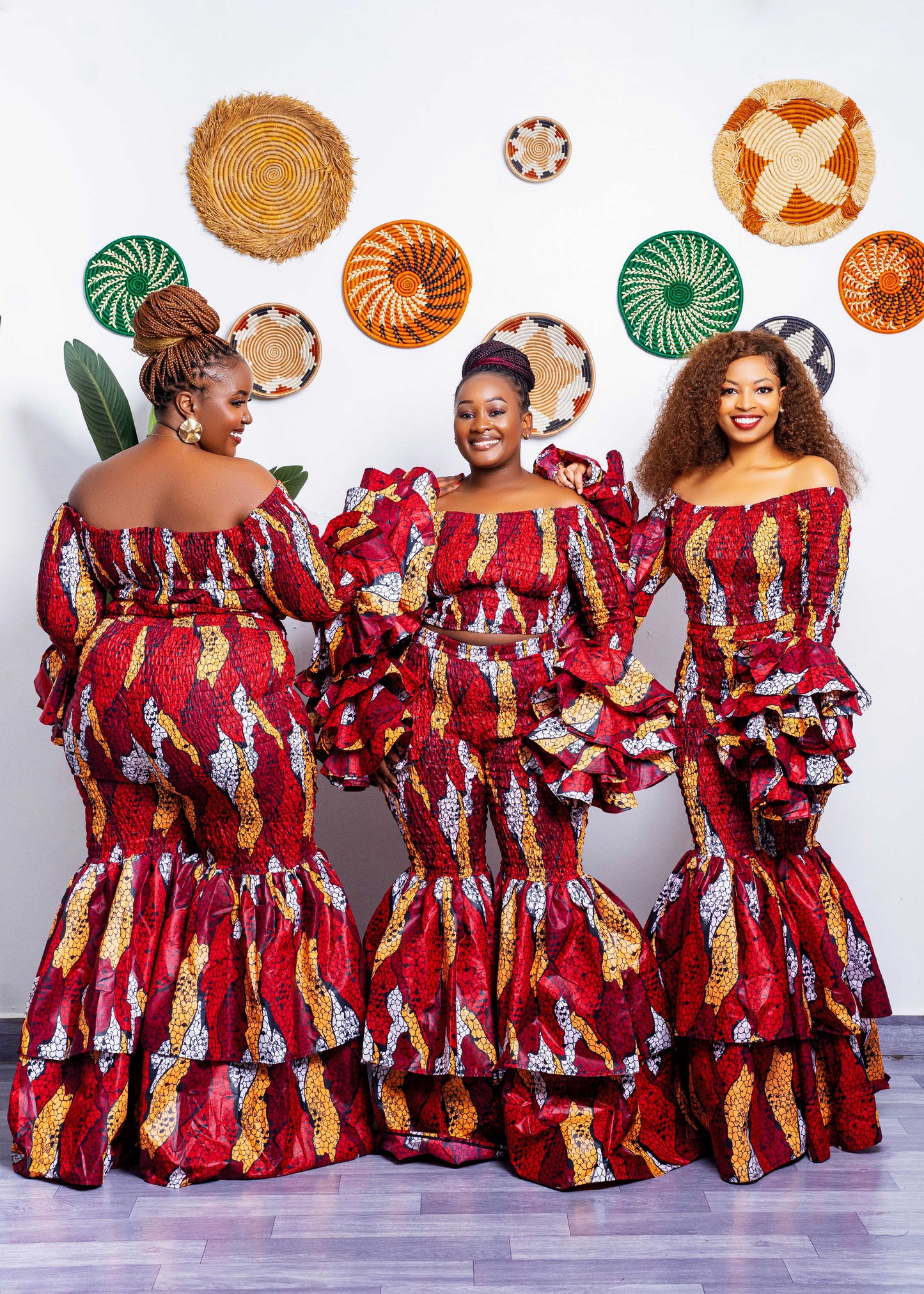 Kimi Ankara Bell Bottom Pant set - Red