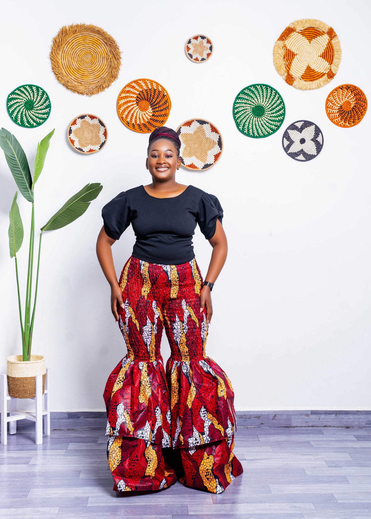 Kimi Ankara Bell Bottom Pant set - Red