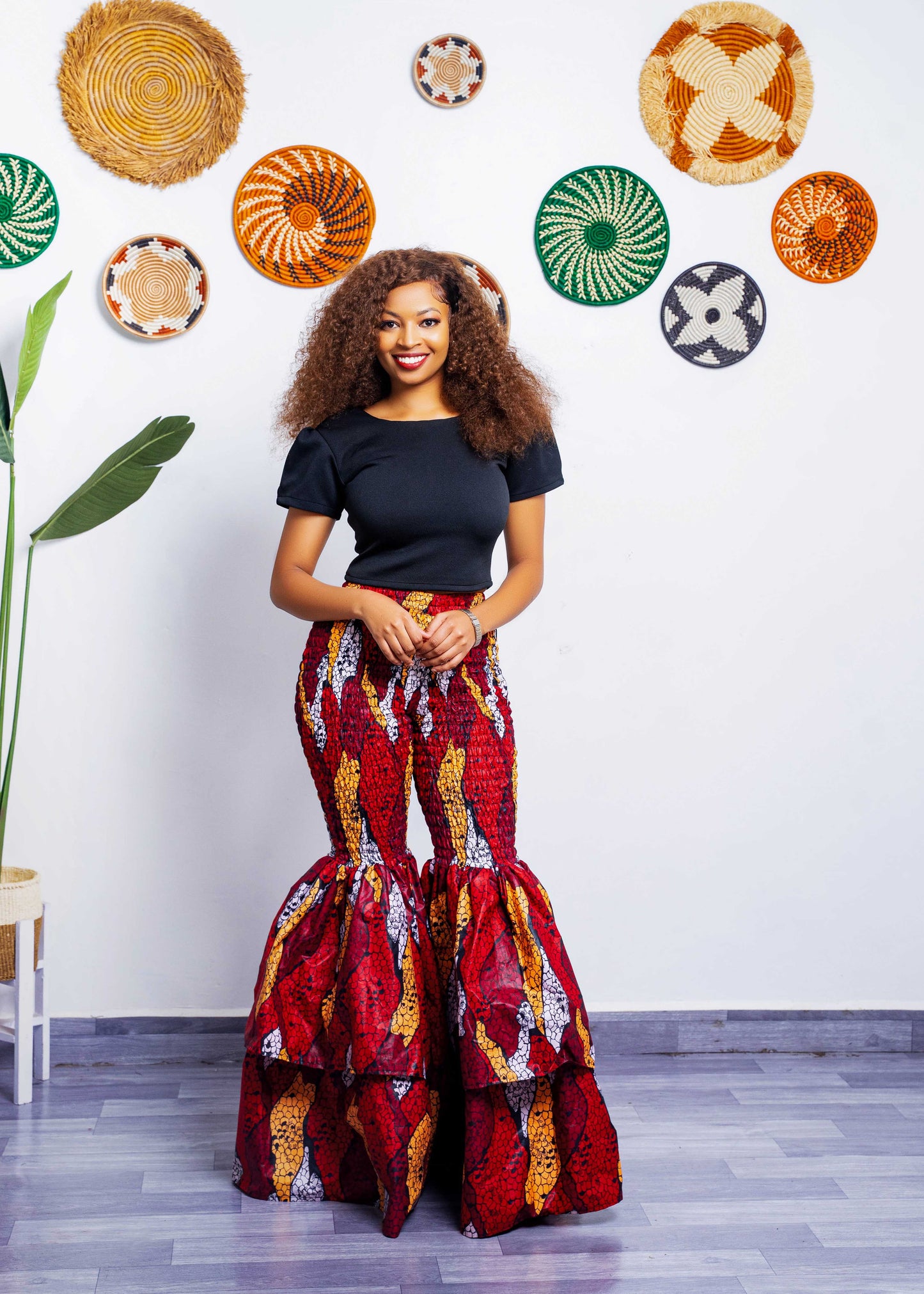 Kimi Ankara Bell Bottom Pant set - Red