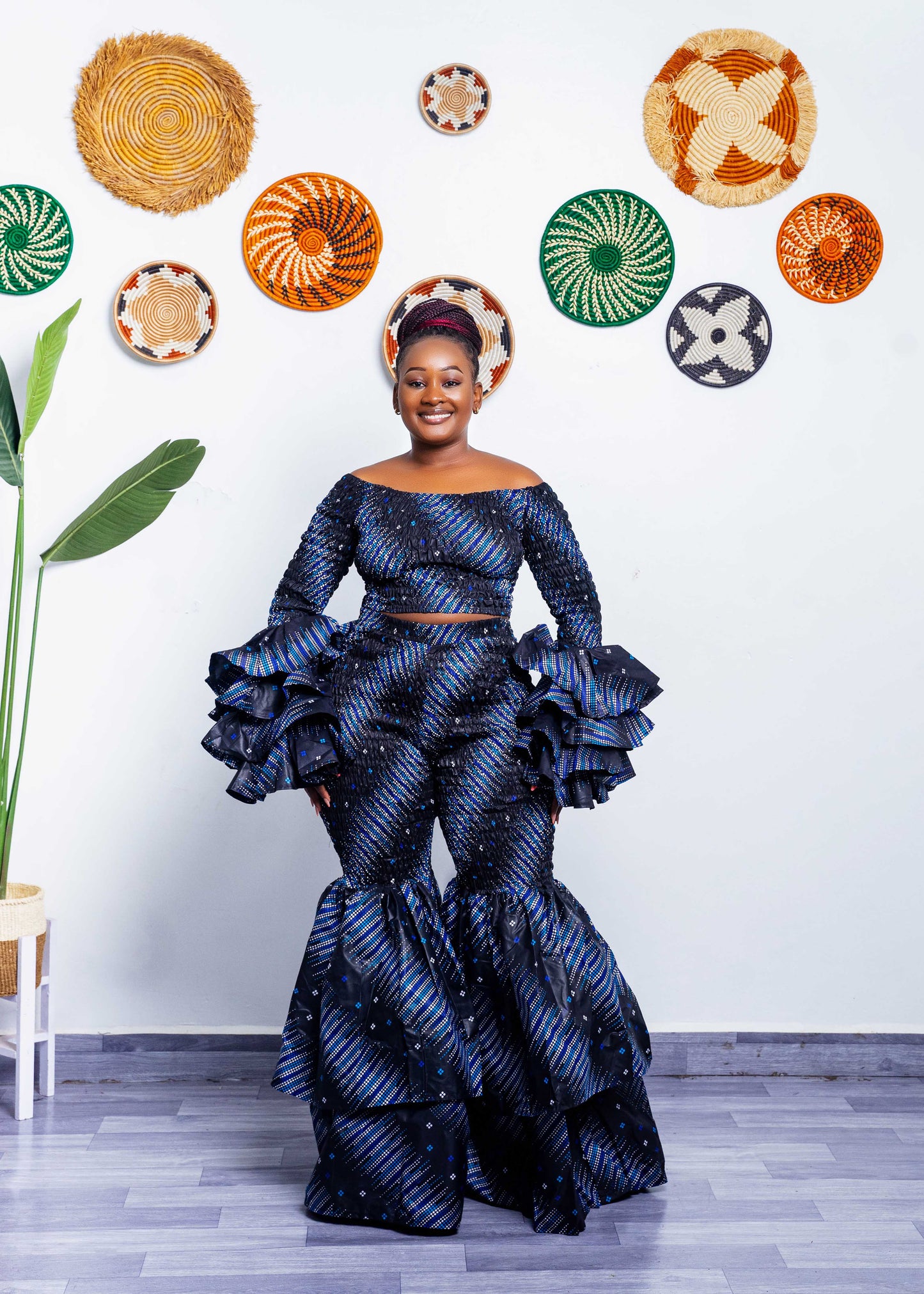 Kimi Ankara Bell Bottom Pant set - Black