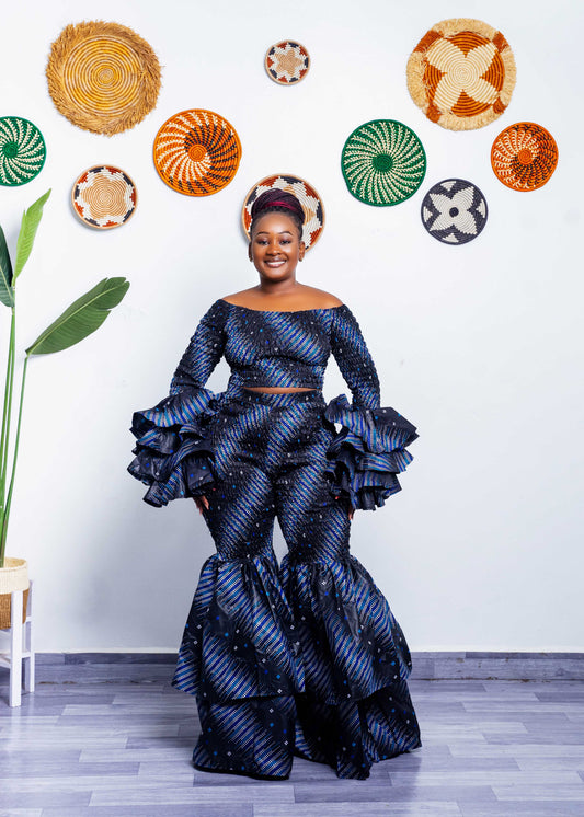 Kimi Ankara Bell Bottom Pant set - Black