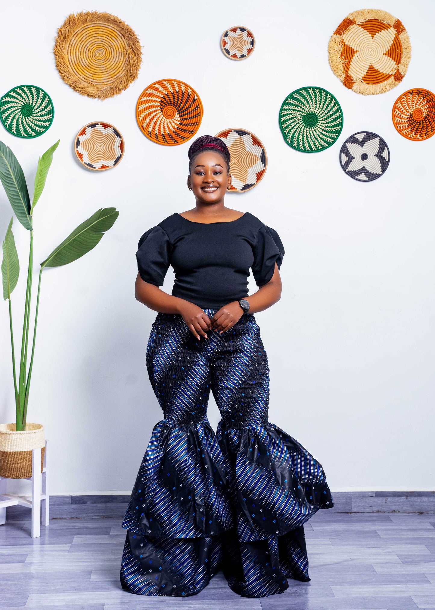 Kimi Ankara Bell Bottom Pant set - Black