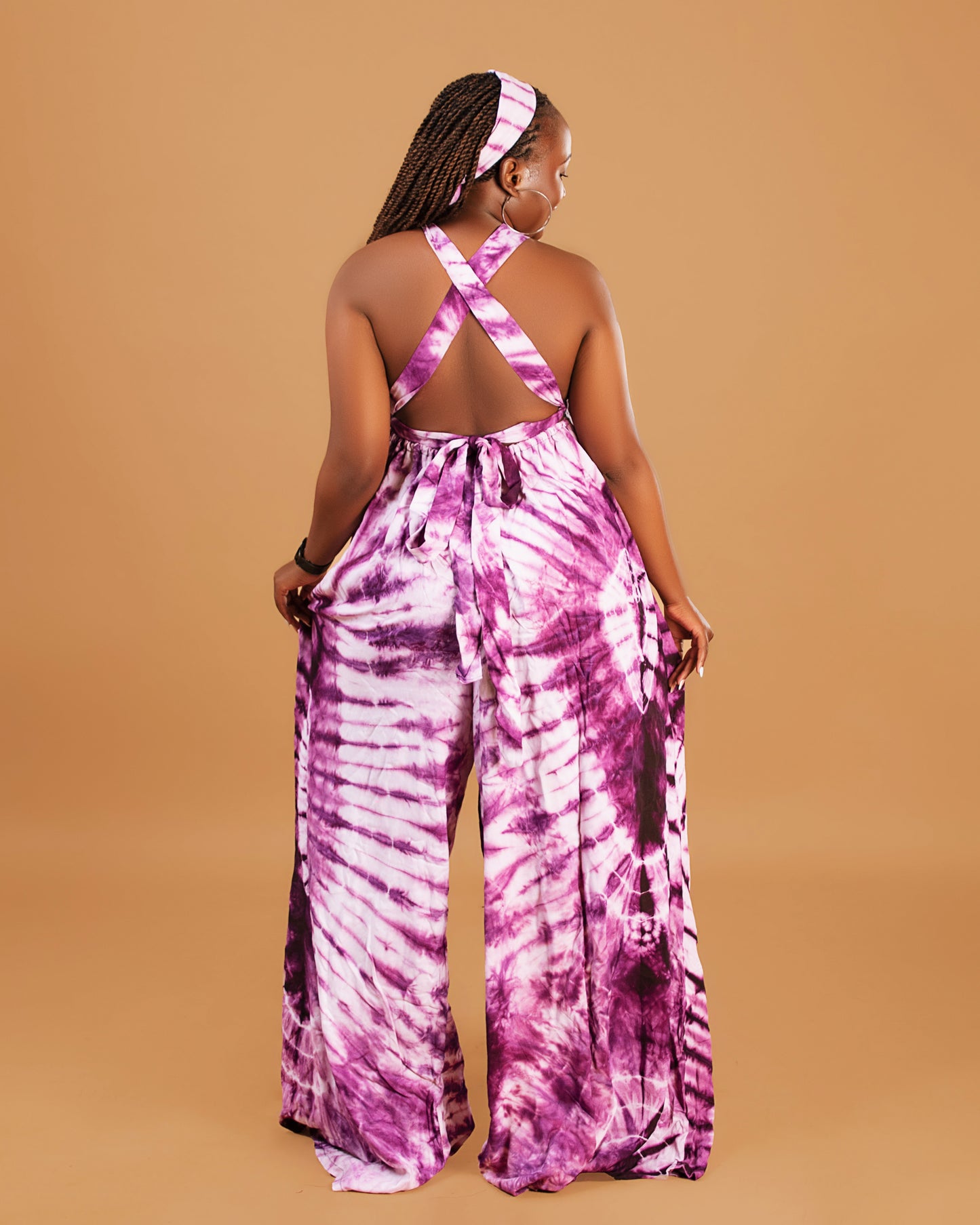 Wema Women's Tie-dye  Backless Jumpsuit- Purple