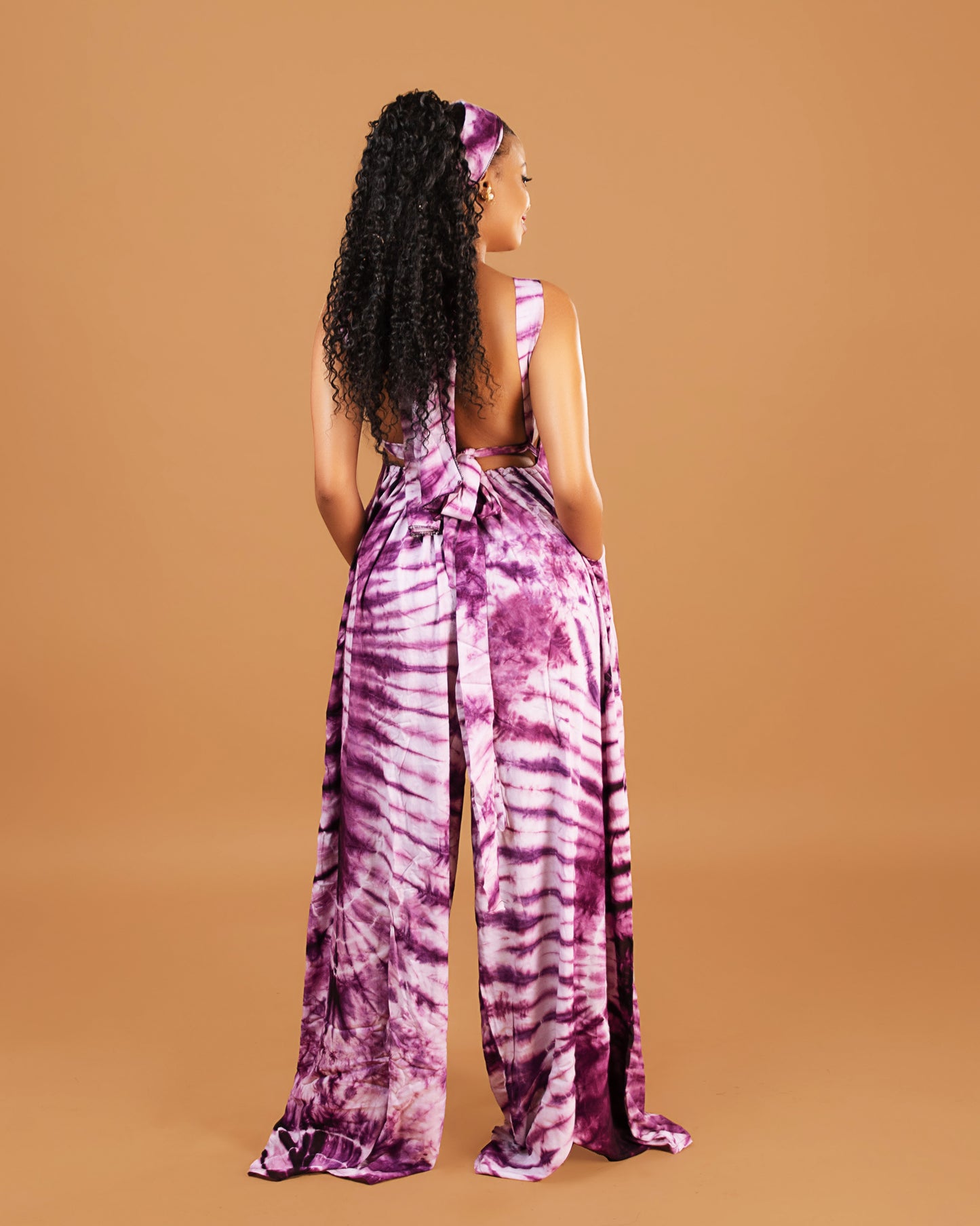 Wema Women's Tie-dye  Backless Jumpsuit- Purple
