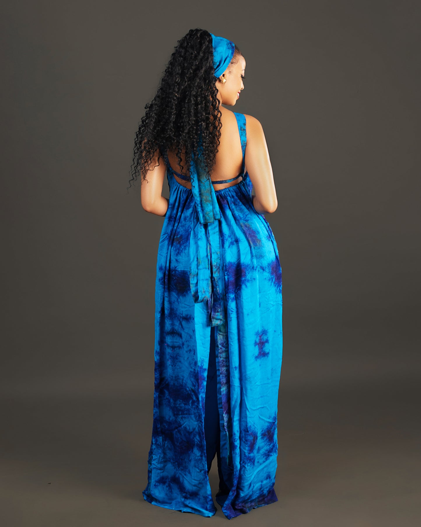 Wema Women's Tie-dye  Backless Jumpsuit- Blue