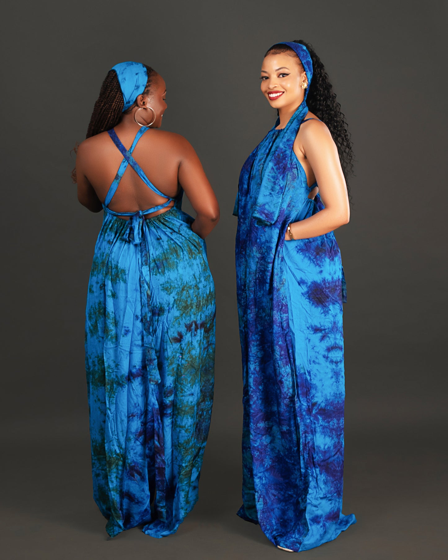 Wema Women's Tie-dye  Backless Jumpsuit- Blue