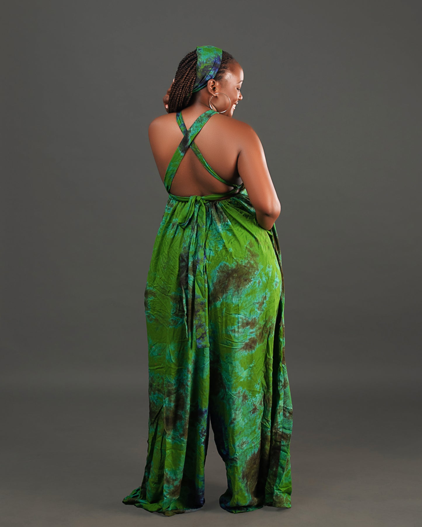 Wema Women's Tie-dye  Backless Jumpsuit - Green