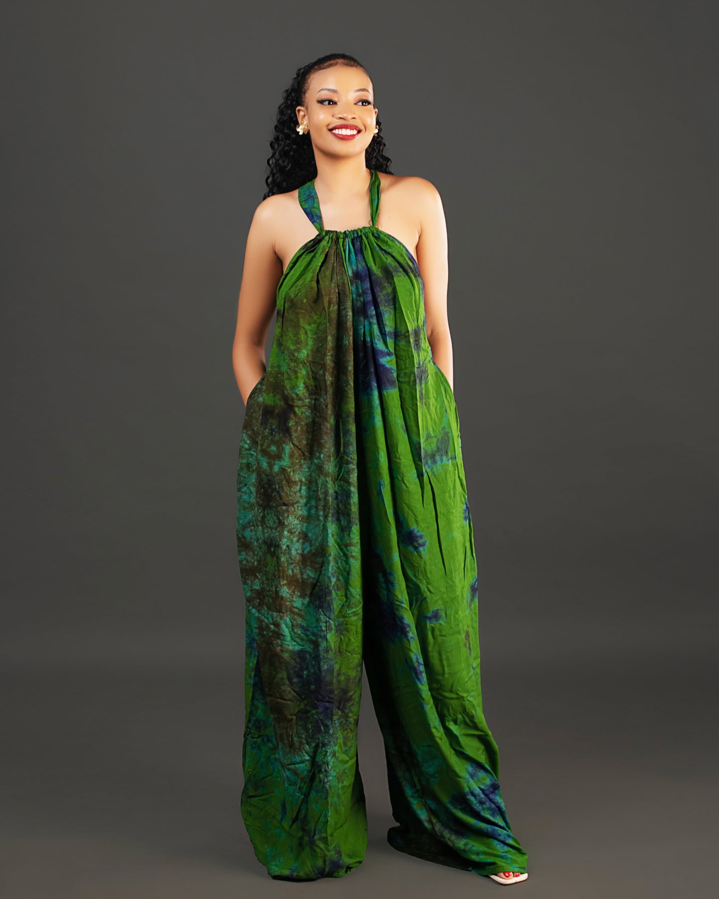 Wema Women's Tie-dye  Backless Jumpsuit - Green