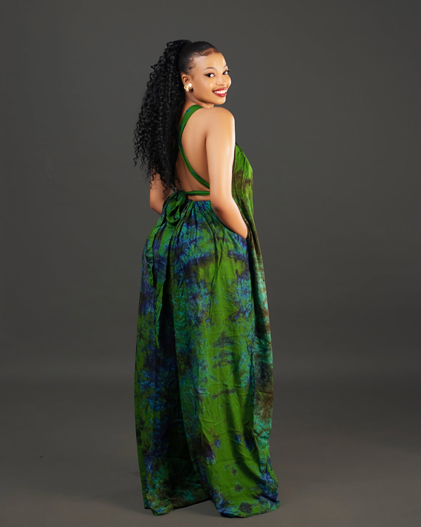 Wema Women's Tie-dye  Backless Jumpsuit - Green