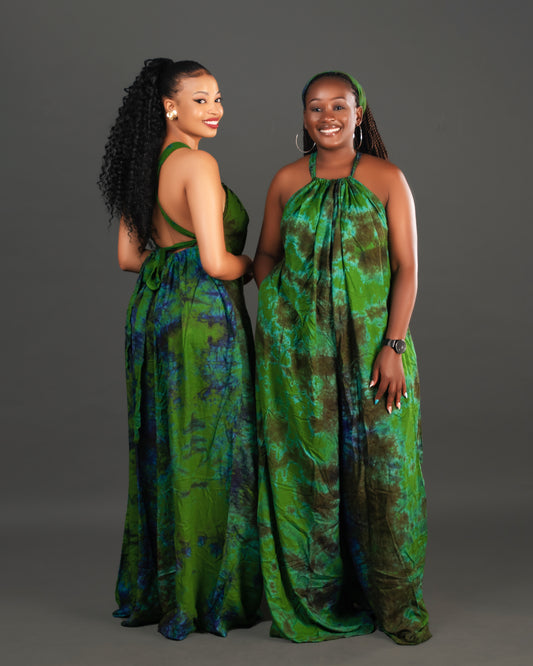 Wema Women's Tie-dye  Backless Jumpsuit - Green