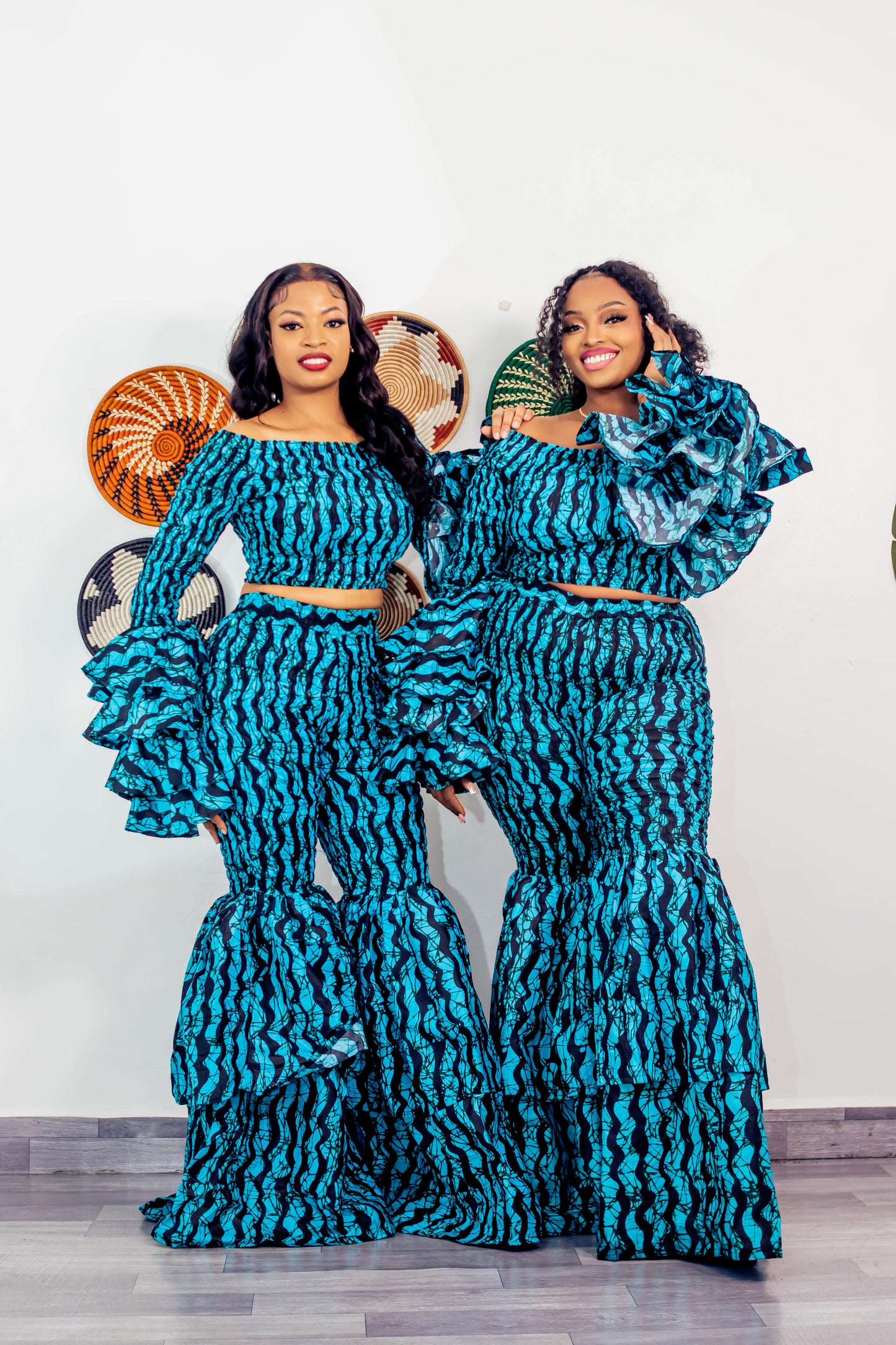 Zuri Women's African Print Top with Dramatic Sleeves