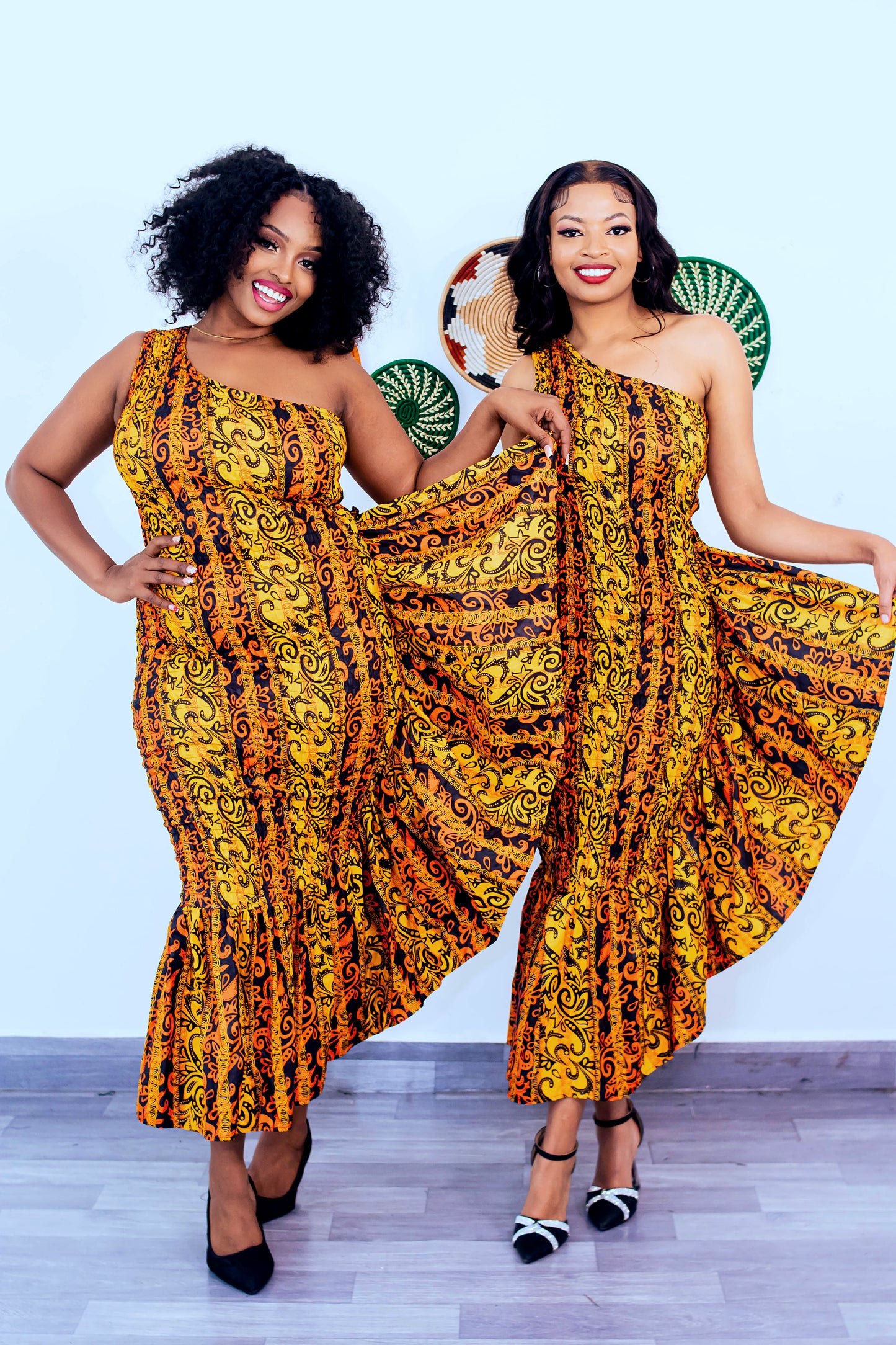 Zarah Women's African Print One-shoulder Ruffle Dress