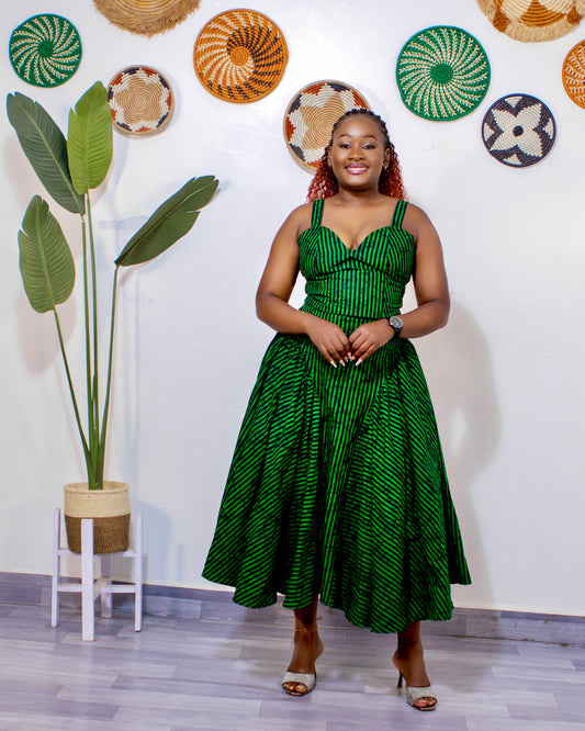 Aaliyah Women's Two piece Skirt Set - Green