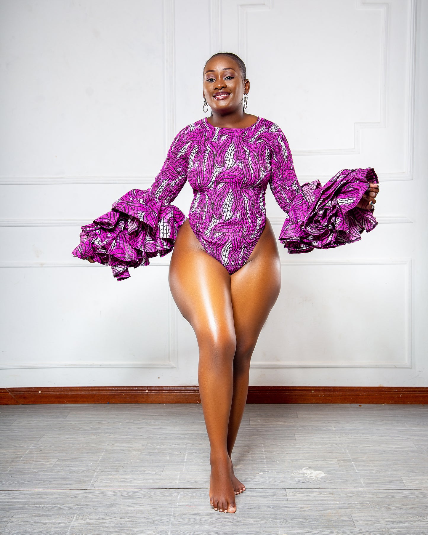 Koko Women's African Print Body Suit - Purple