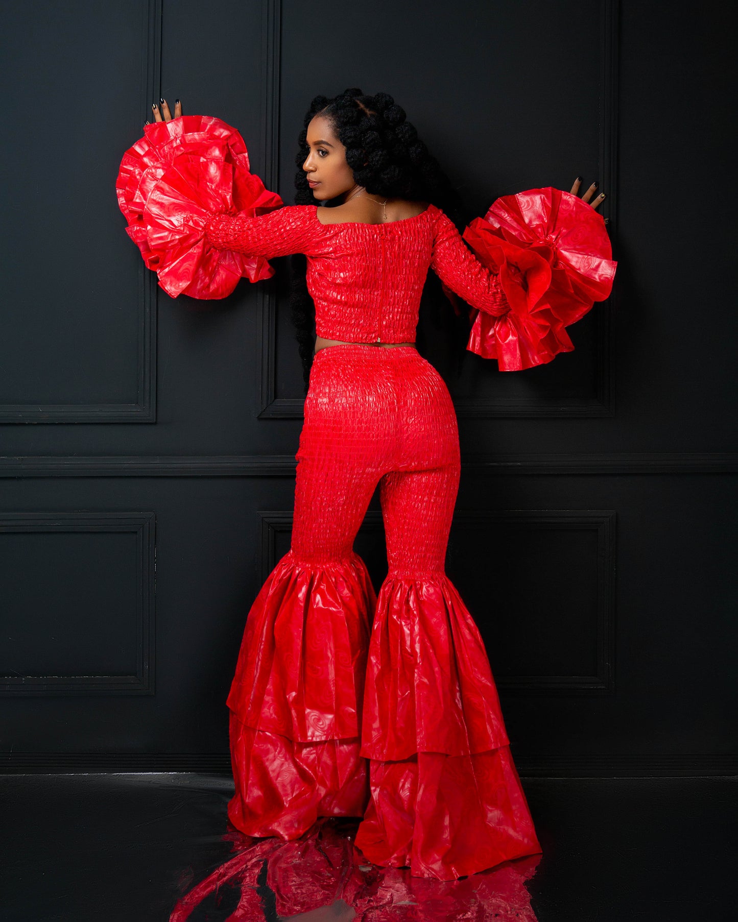 Kimi Ankara Bell Bottom Pant set - Red