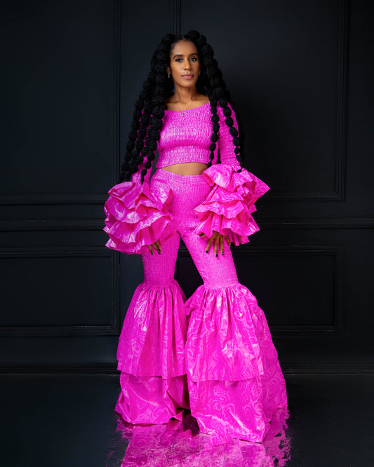 Kimi Ankara Bell Bottom Pant set - Pink