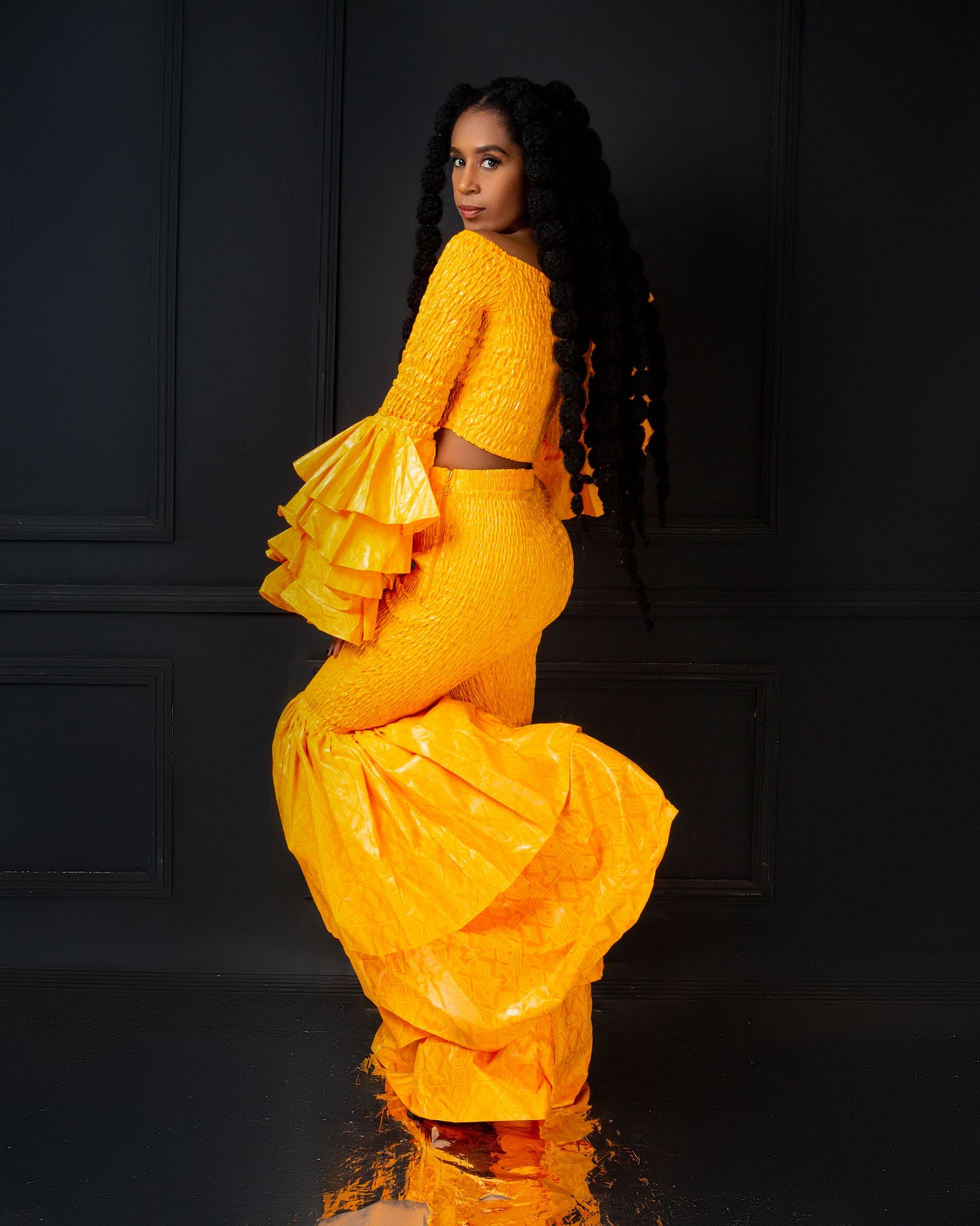 Kimi Ankara Bell Bottom Pant set - Yellow