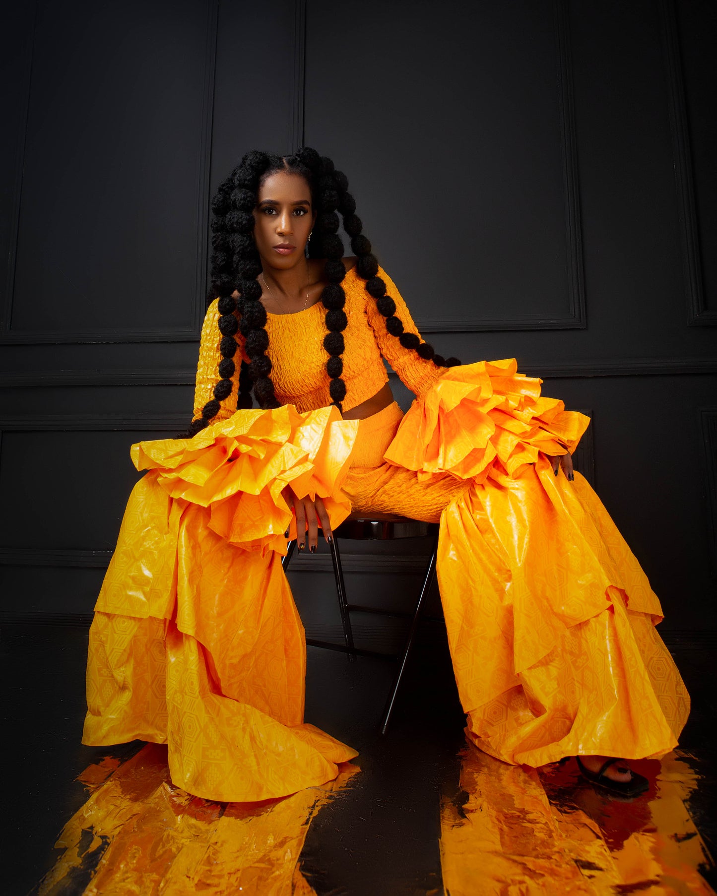 Kimi Ankara Bell Bottom Pant set - Yellow