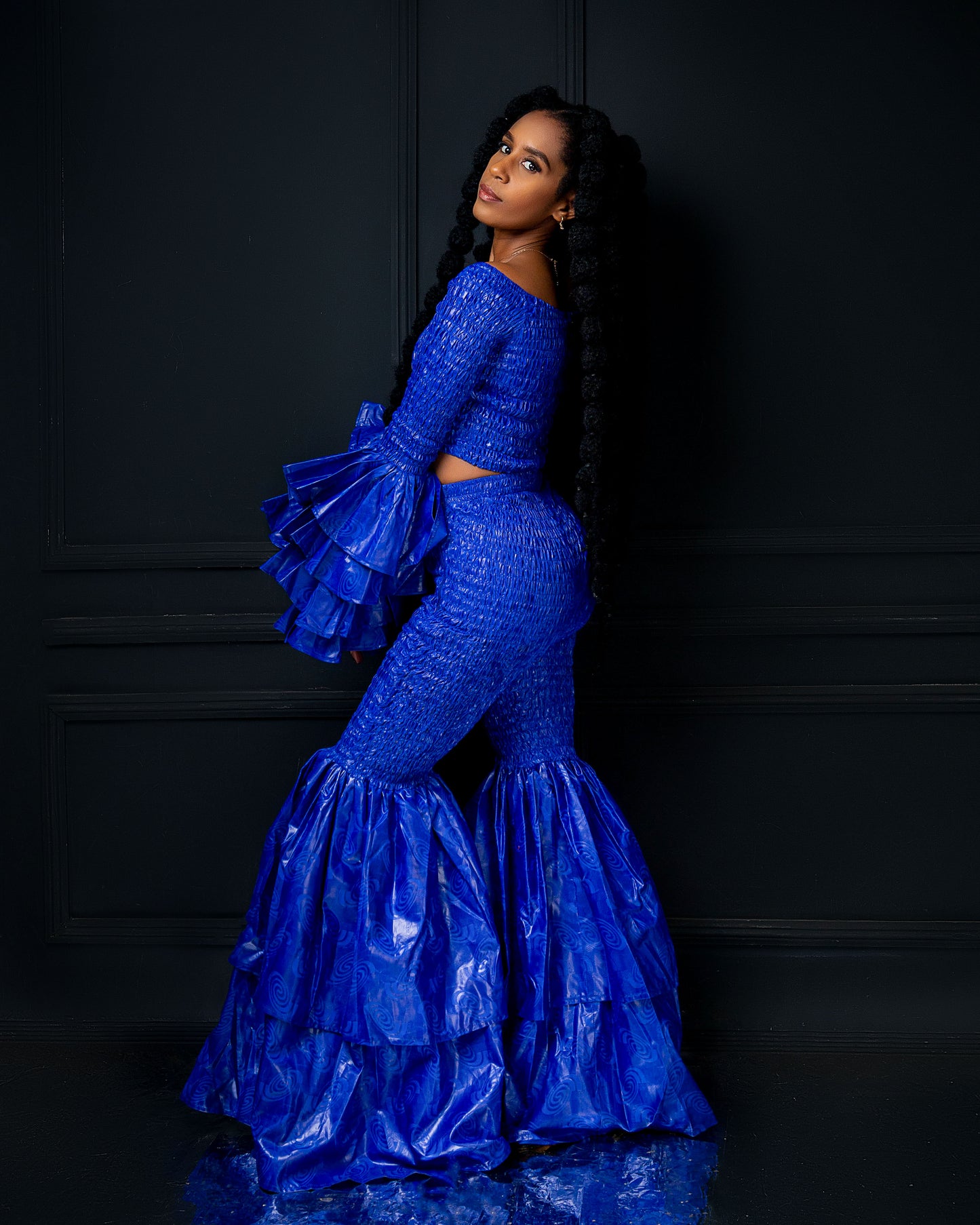 Kimi Ankara Bell Bottom Pant set - Blue