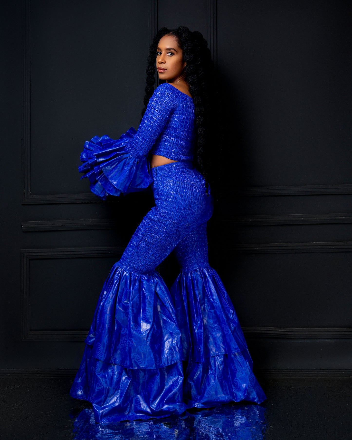 Kimi Ankara Bell Bottom Pant set - Blue