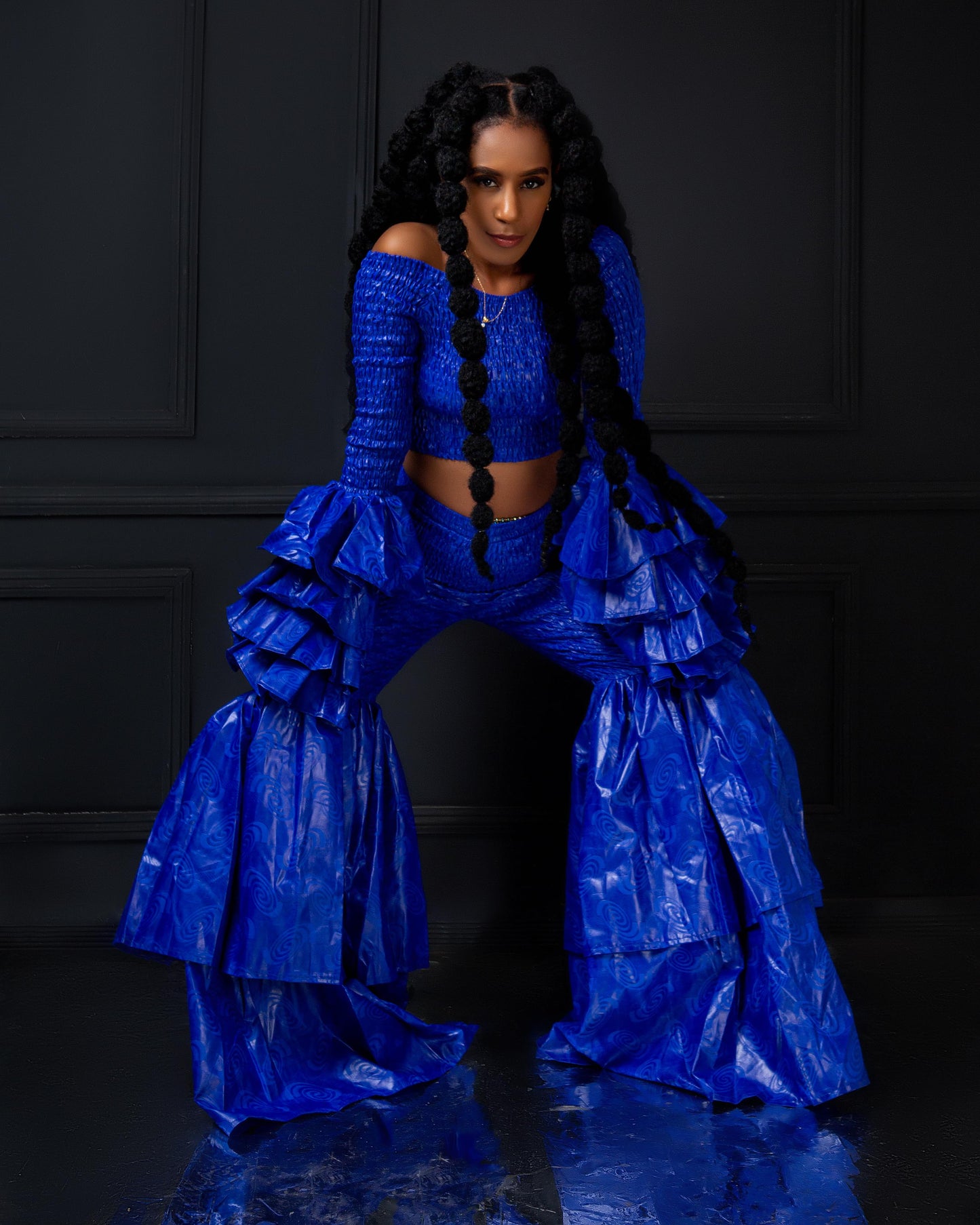 Kimi Ankara Bell Bottom Pant set - Blue